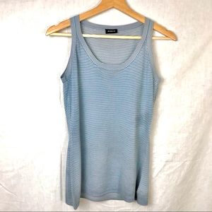 Akris 100% silk jersey cadet blue striped tank top size small